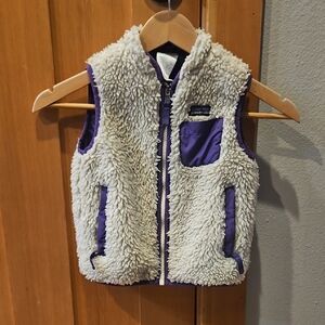 Patagonia Cream and Purple Fleece Vest
